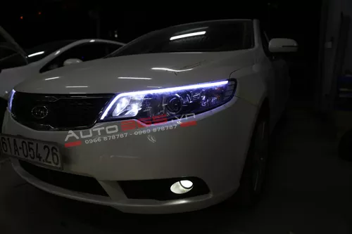 KIA FORTE NÂNG CẤP MÍ LED - MẮT QUỶ 7 MÀU CHẠY BẰNG APP